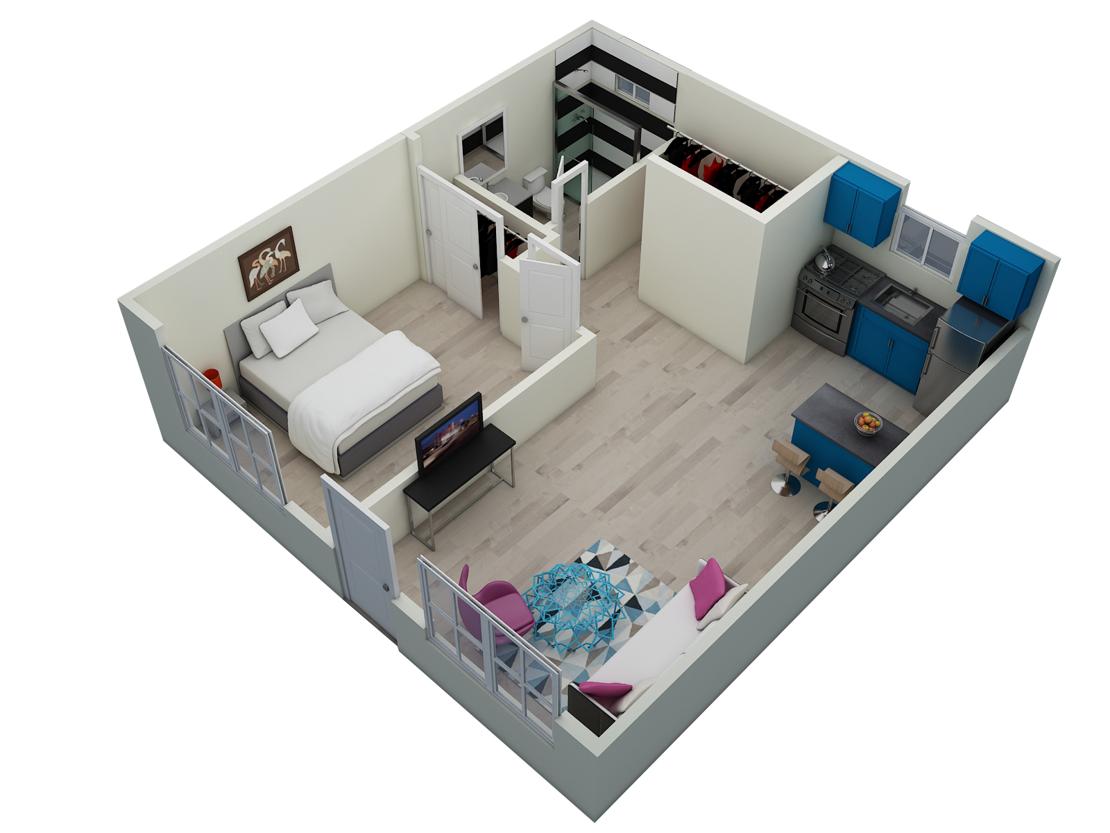 One Bedroom One Bathroom One Bedroom One Bathroom